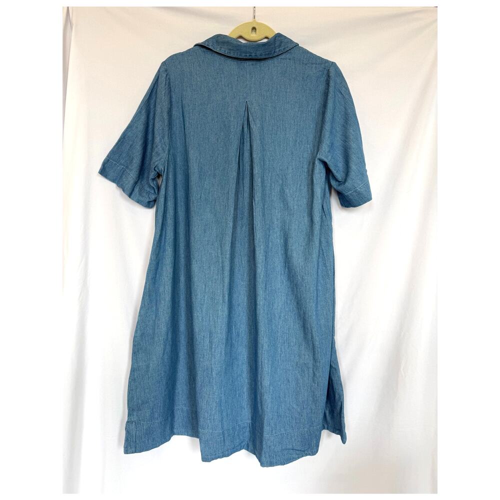 NWT Old Navy Blue Jean Chambray Shirt Mini Dress Medium Tall Short Sleeve Collar - Picture 4 of 4